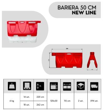 barriere 500 mm New Line - Stackable (RED)